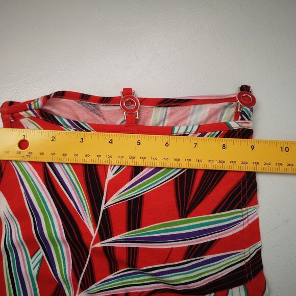 Cable & Gauge Ladies Size Small Red with Leaf Pattern Round Neck Top - Picture 8 of 9